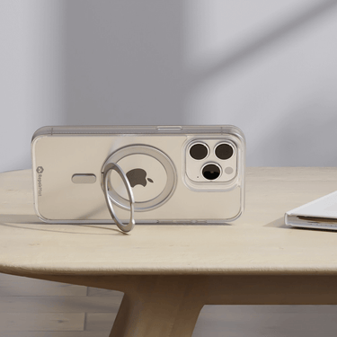 iPhone 15 Case Cover Compatible With 360° Rotation Magnetic Matte Stand And Compatible With MagSafe Technology- White